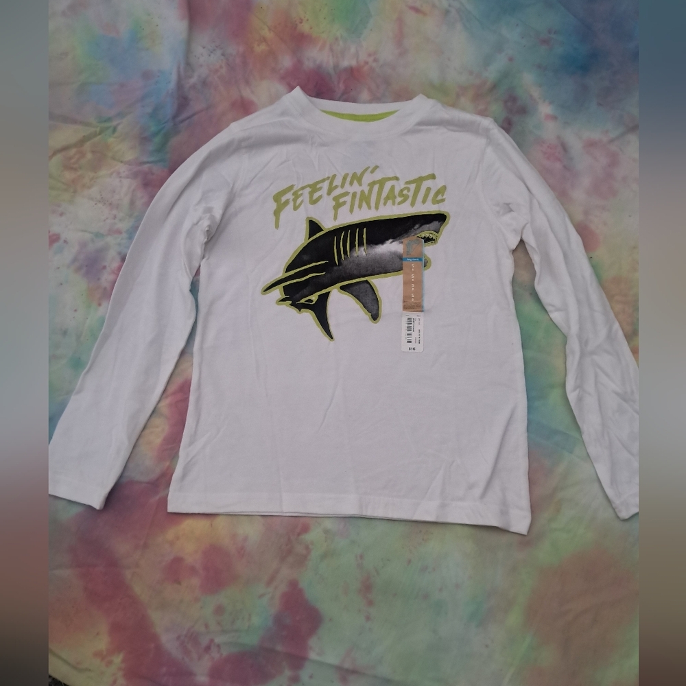 White Long Sleeve Tee with Graphic Design
